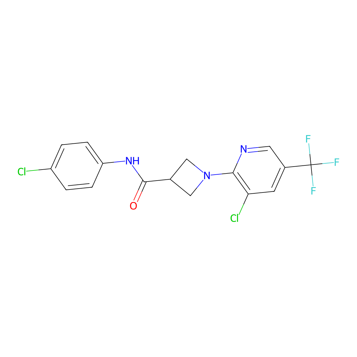 1-[3-chloro-5-(trifluoromethyl)pyridin-2-yl]-N-(4-chlorophenyl)azetidine-3-carboxamide molecular structure, CAS 2058442-33-2