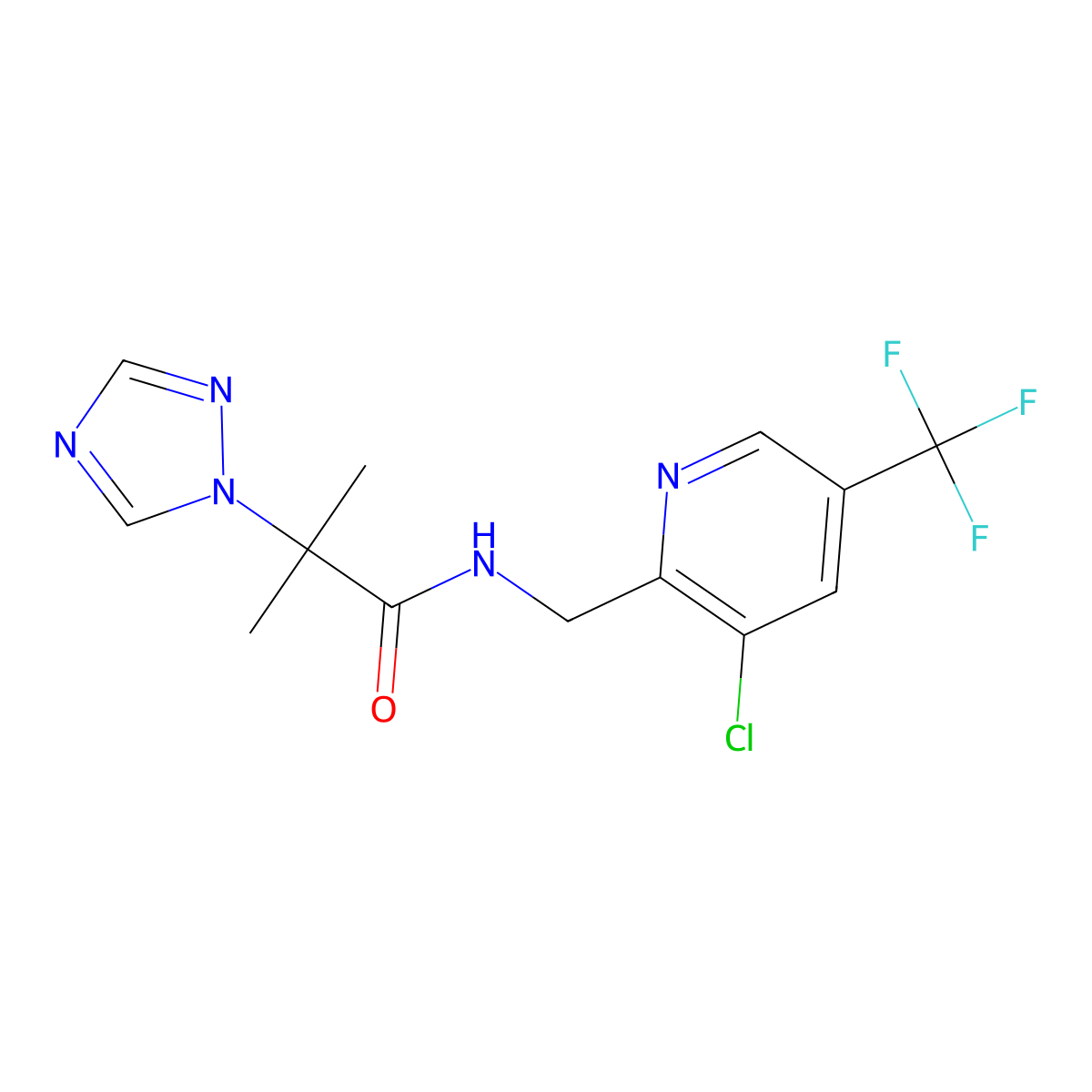 N-{[3-chloro-5-(trifluoromethyl)pyridin-2-yl]methyl}-2-methyl-2-(1H-1,2,4-triazol-1-yl)propanamide molecular structure, CAS 2058442-91-2