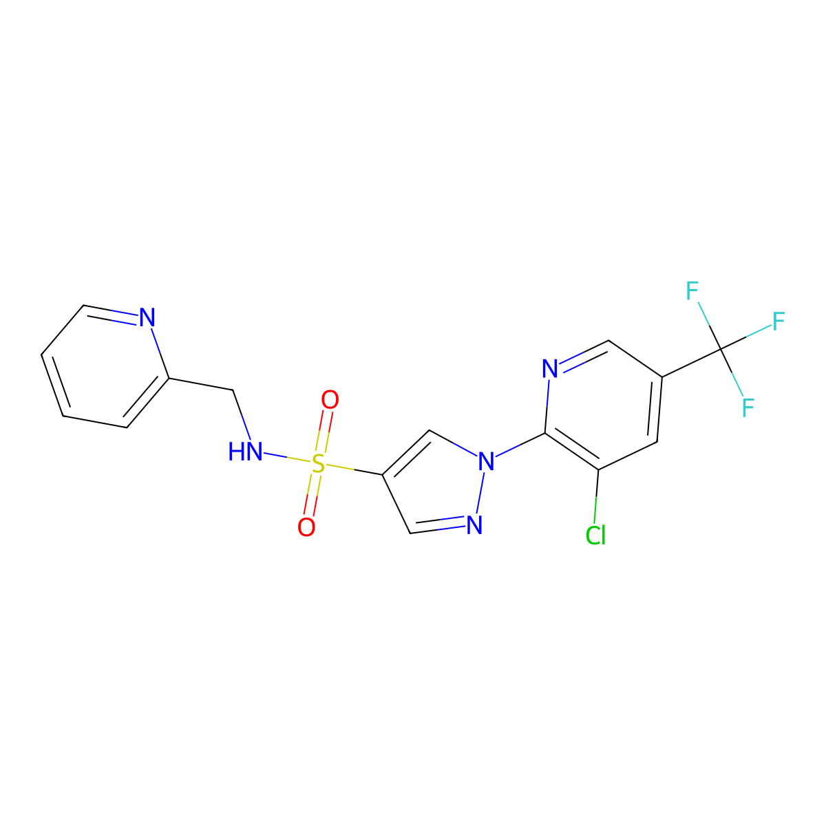 1-[3-chloro-5-(trifluoromethyl)pyridin-2-yl]-N-[(pyridin-2-yl)methyl]-1H-pyrazole-4-sulfonamide molecular structure, CAS 2058451-45-7