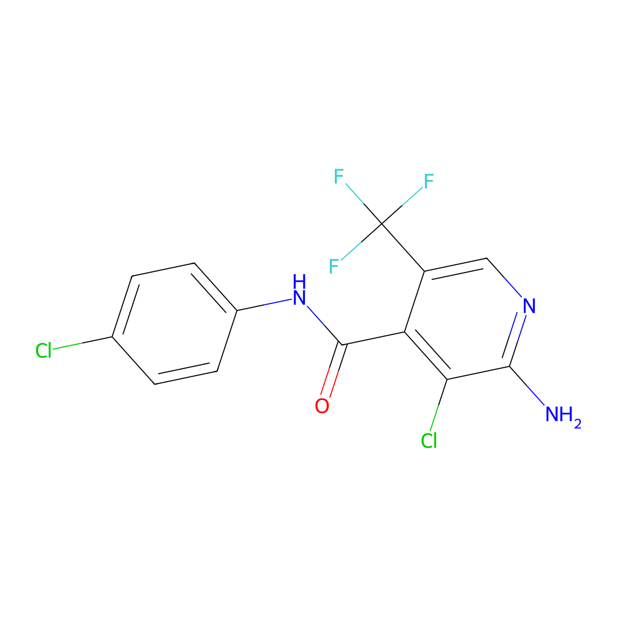 2-amino-3-chloro-N-(4-chlorophenyl)-5-(trifluoromethyl)pyridine-4-carboxamide molecular structure, CAS 2058452-35-8