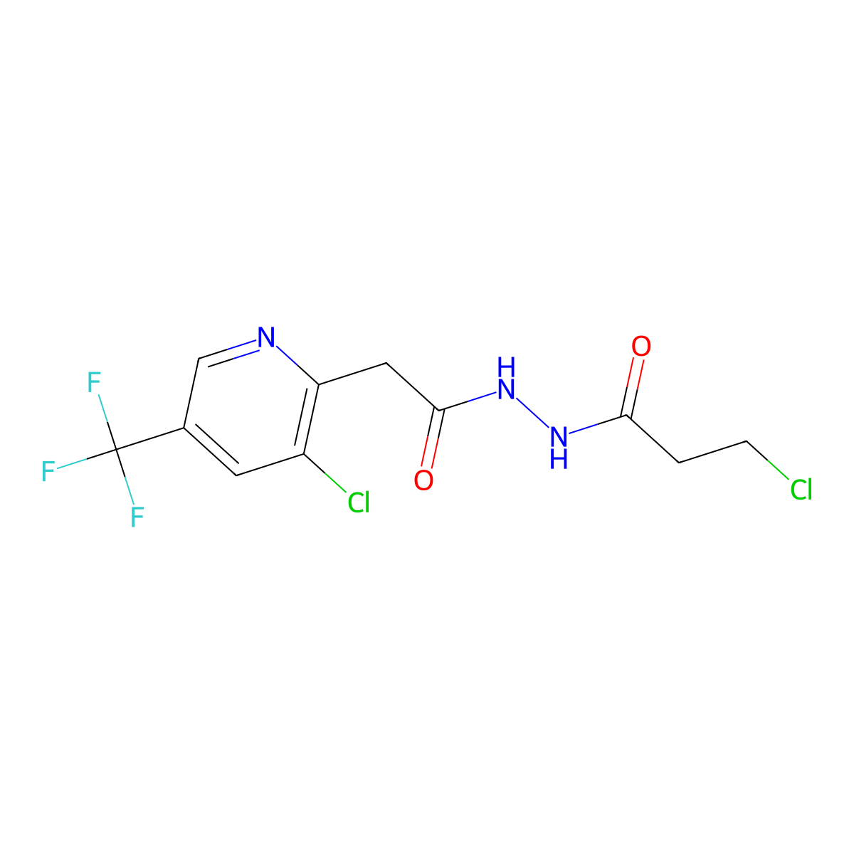 2-[3-chloro-5-(trifluoromethyl)pyridin-2-yl]-N'-(3-chloropropanoyl)acetohydrazide molecular structure, CAS 2058453-00-0