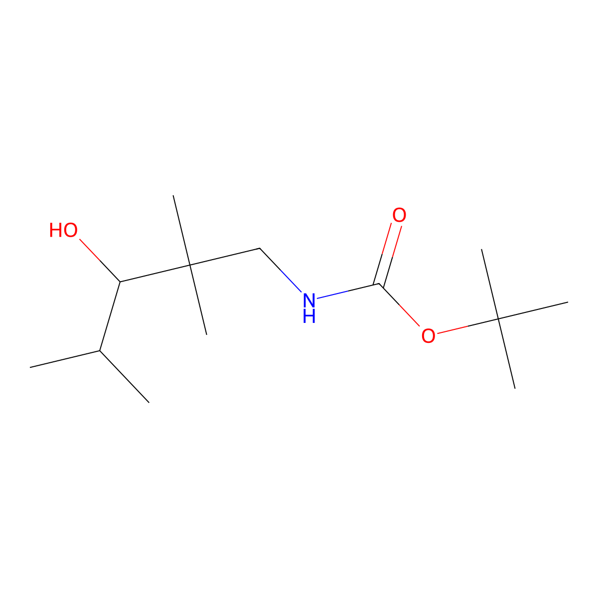 tert-butyl N-(3-hydroxy-2,2,4-trimethylpentyl)carbamate molecular structure, CAS 2058453-17-9