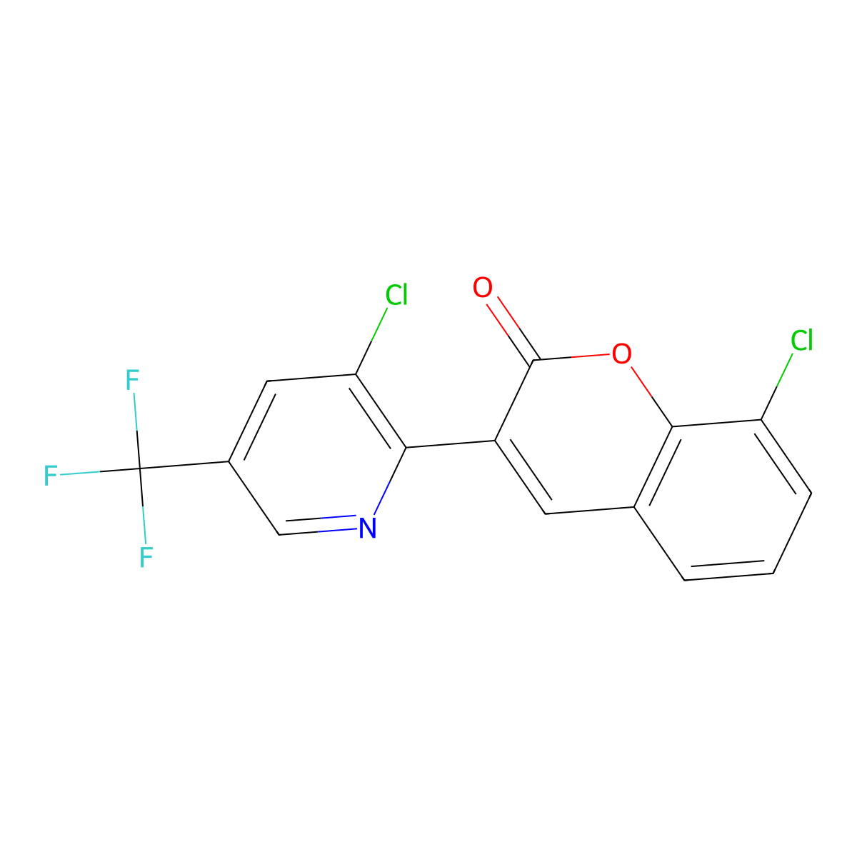 8-chloro-3-[3-chloro-5-(trifluoromethyl)pyridin-2-yl]-2H-chromen-2-one molecular structure, CAS 2058453-26-0