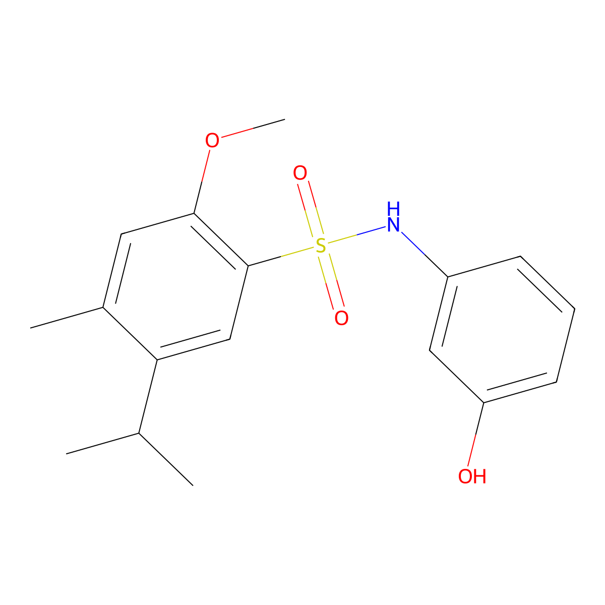N-(3-hydroxyphenyl)-5-isopropyl-2-methoxy-4-methylbenzenesulfonamide molecular structure, CAS 2058497-88-2