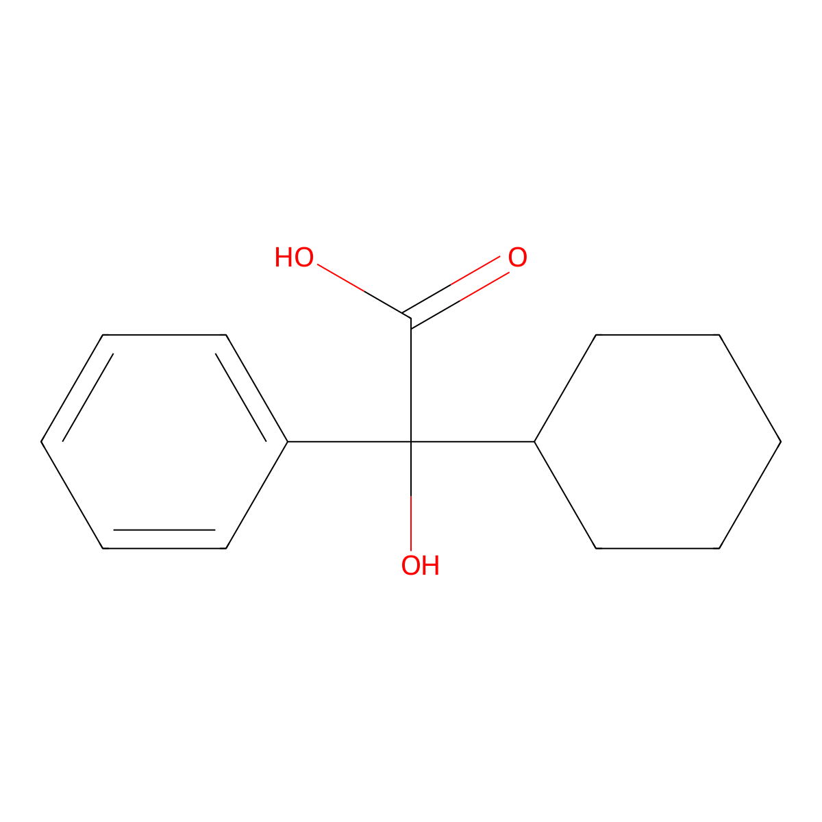 Cyclohexylphenylglycolic acid, (-)- molecular structure, CAS 20585-39-1