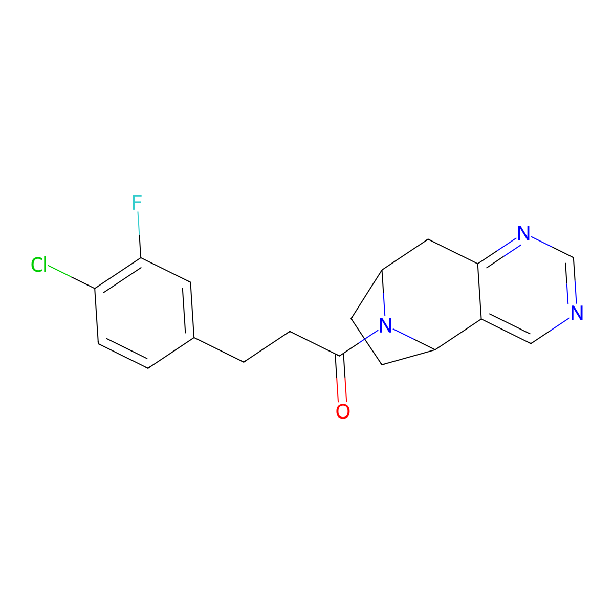 3-(4-chloro-3-fluorophenyl)-1-((5R,8S)-6,7,8,9-tetrahydro-5H-5,8-epiminocyclohepta[d]pyrimidin-10-yl)propan-1-one molecular structure, CAS 2058502-54-6