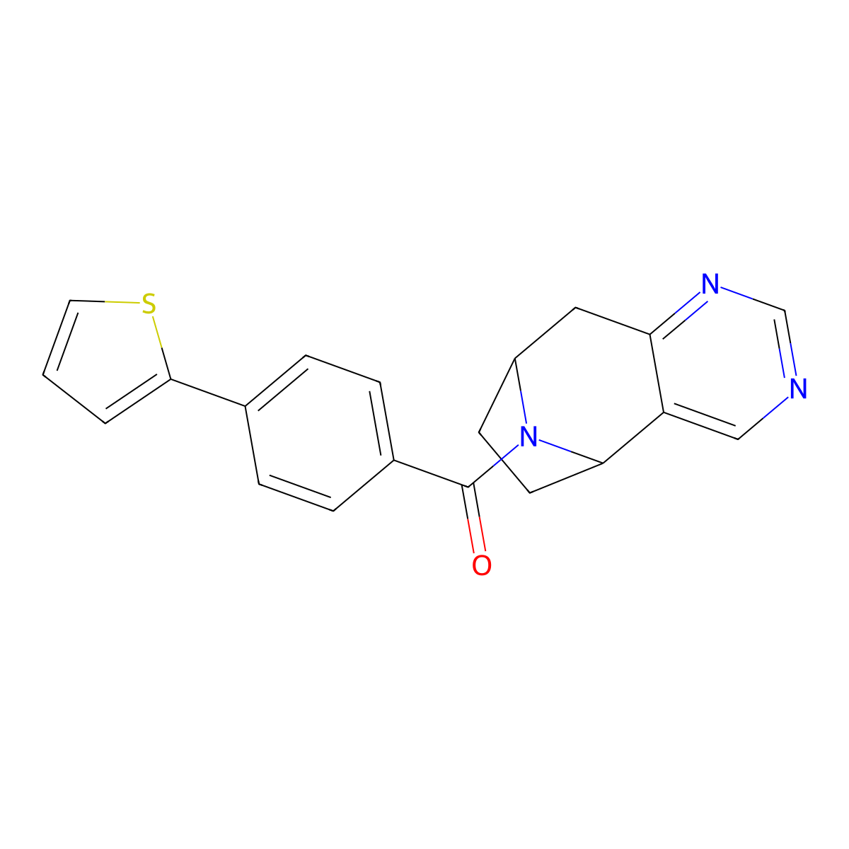 ((5R,8S)-6,7,8,9-tetrahydro-5H-5,8-epiminocyclohepta[d]pyrimidin-10-yl)(4-(thiophen-2-yl)phenyl)methanone molecular structure, CAS 2058502-57-9
