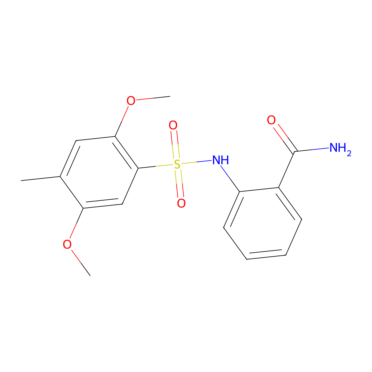 2-(2,5-Dimethoxy-4-methylbenzenesulfonamido)benzamide molecular structure, CAS 2058515-43-6