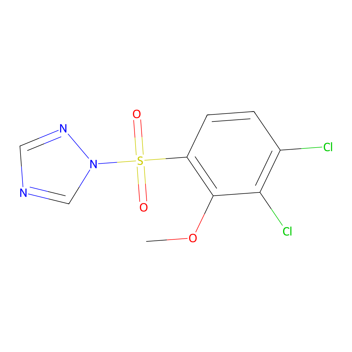 1-((3,4-dichloro-2-methoxyphenyl)sulfonyl)-1H-1,2,4-triazole molecular structure, CAS 2058515-62-9