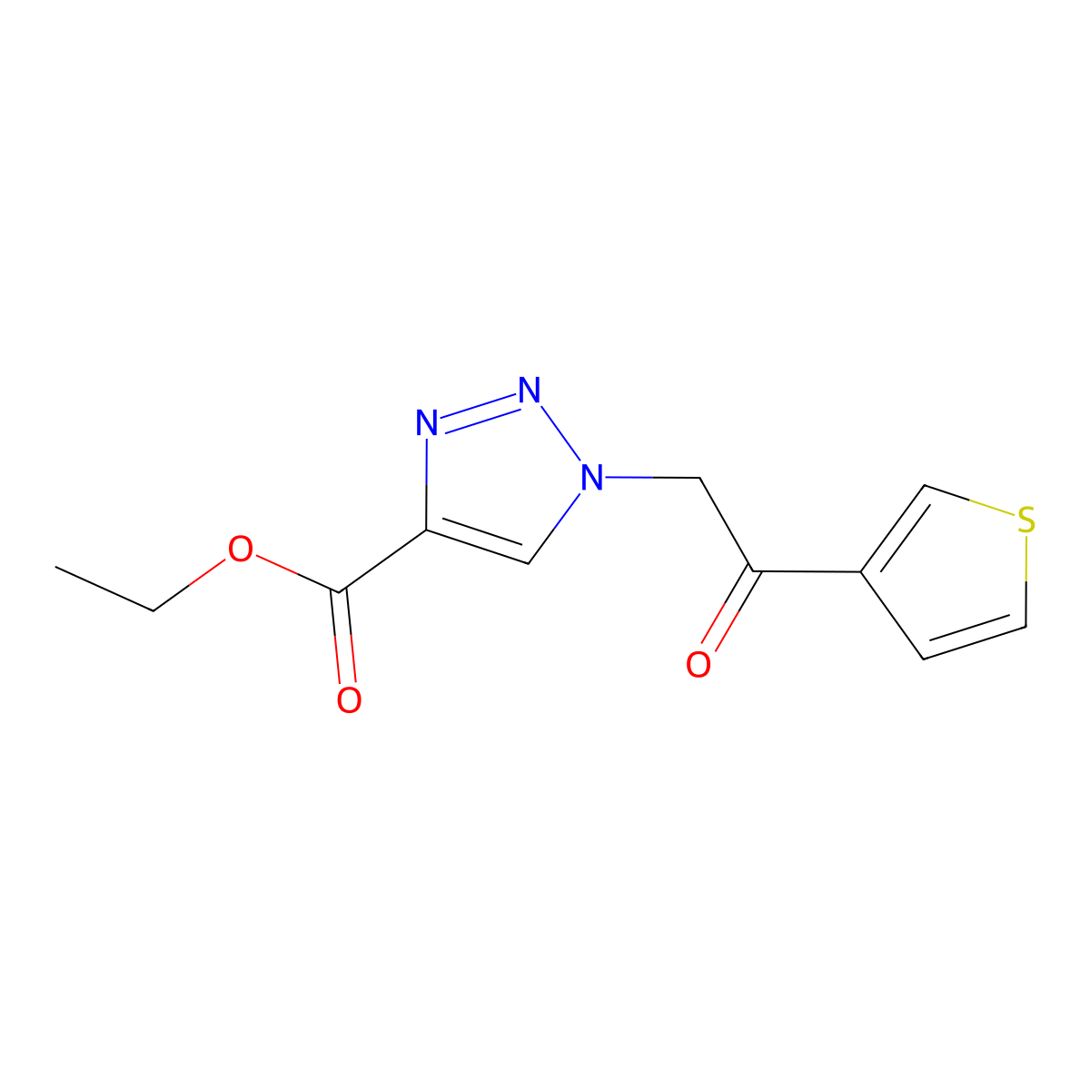 ethyl 1-[2-oxo-2-(thiophen-3-yl)ethyl]-1H-1,2,3-triazole-4-carboxylate molecular structure, CAS 2058529-57-8