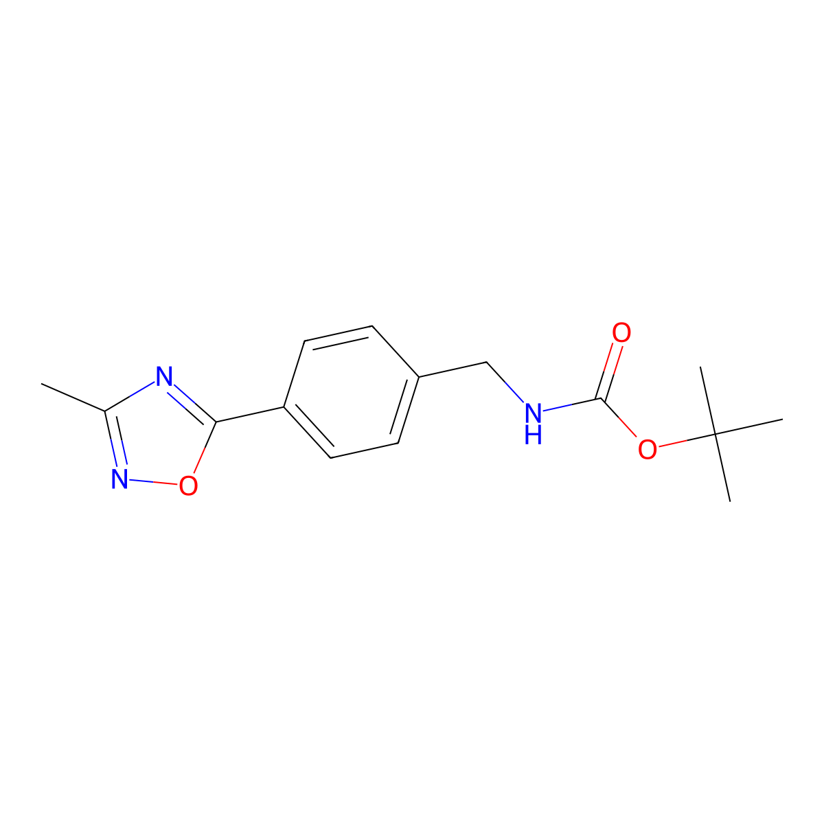 Tert-butyl [4-(3-methyl-1,2,4-oxadiazol-5-yl)benzyl]carbamate molecular structure, CAS 2058529-61-4