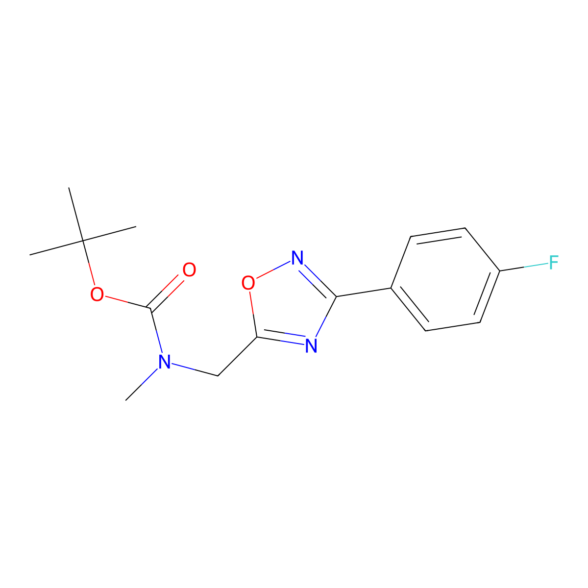 Tert-butyl {[3-(4-fluorophenyl)-1,2,4-oxadiazol-5-yl]methyl}methylcarbamate molecular structure, CAS 2058529-91-0