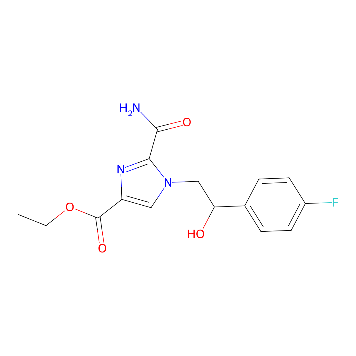 ethyl 2-(aminocarbonyl)-1-[2-(4-fluorophenyl)-2-hydroxyethyl]-1H-imidazole-4-carboxylate molecular structure, CAS 2058530-04-2