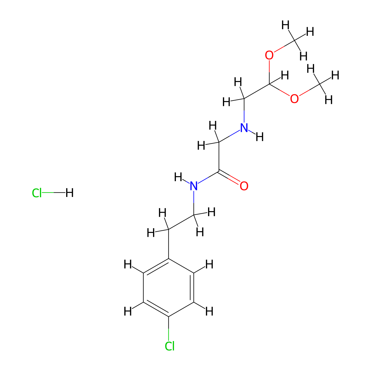 N-[2-(4-chlorophenyl)ethyl]-2-[(2,2-dimethoxyethyl)amino]acetamide hydrochloride molecular structure, CAS 2058638-04-1