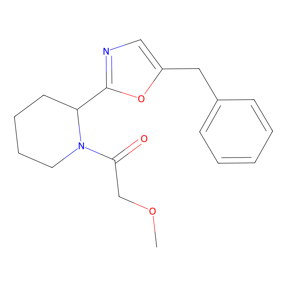 1-(2-(5-Benzyloxazol-2-yl)piperidin-1-yl)-2-methoxyethanone molecular structure, CAS 2058690-28-9