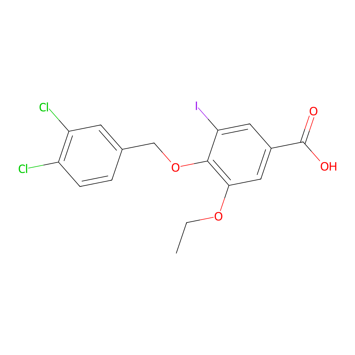 4-[(3,4-Dichlorobenzyl)oxy]-3-ethoxy-5-iodobenzoic acid molecular structure, CAS 2058696-97-0