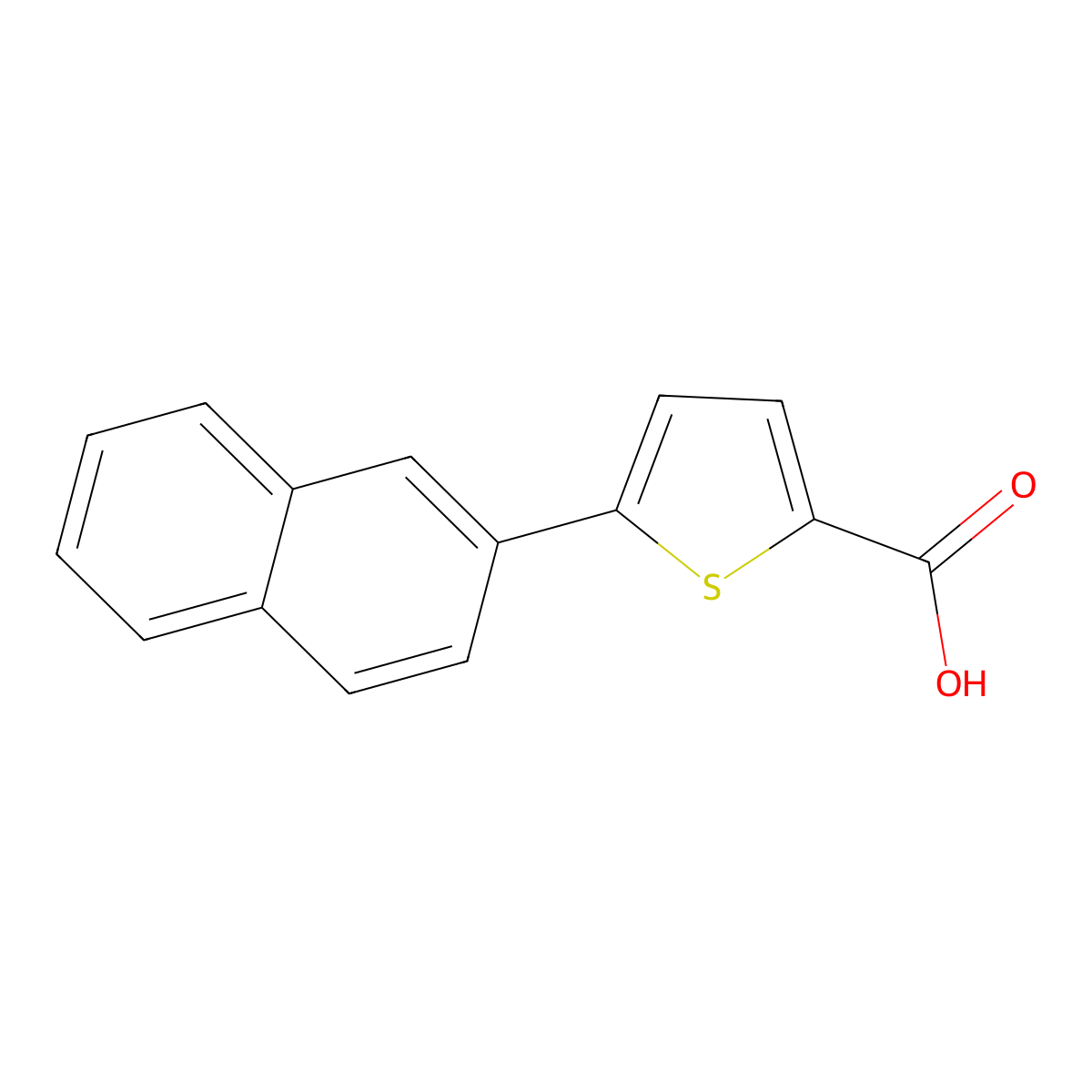 5-Naphthalen-2-yl-thiophene-2-carboxylic acid molecular structure, CAS 205871-45-0
