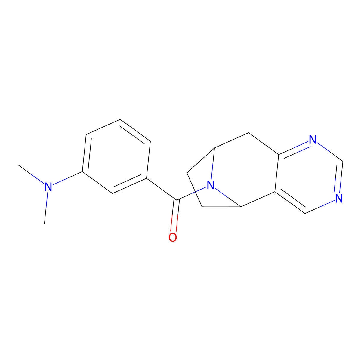 (3-(dimethylamino)phenyl)((5R,8S)-6,7,8,9-tetrahydro-5H-5,8-epiminocyclohepta[d]pyrimidin-10-yl)methanone molecular structure, CAS 2058729-80-7