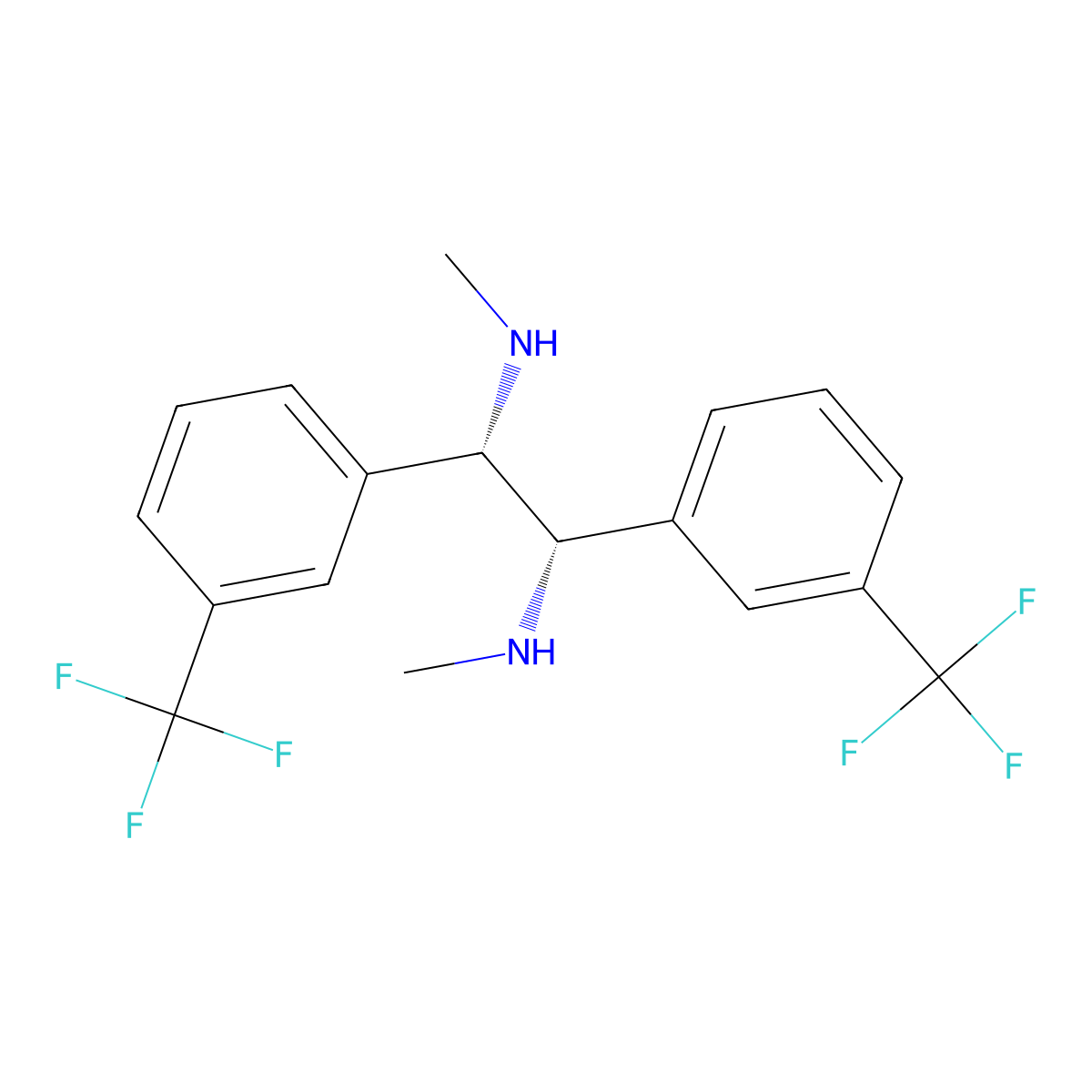 (1S,2S)-N1,N2-Dimethyl-1,2-bis(3-(trifluoromethyl)phenyl)ethane-1,2-diamine molecular structure, CAS 205873-26-3
