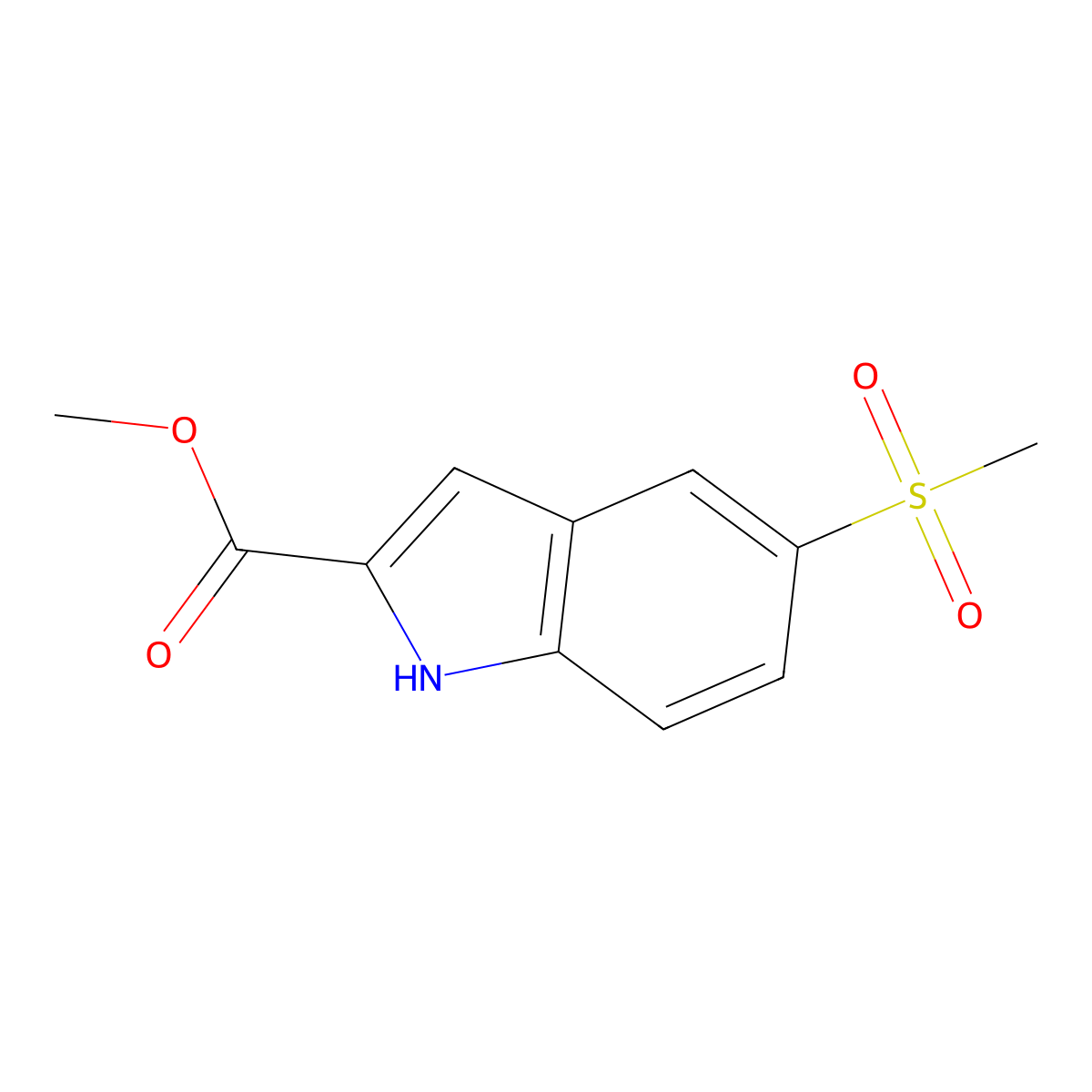Methyl 5-(methylsulfonyl)-1H-indole-2-carboxylate molecular structure, CAS 205873-28-5