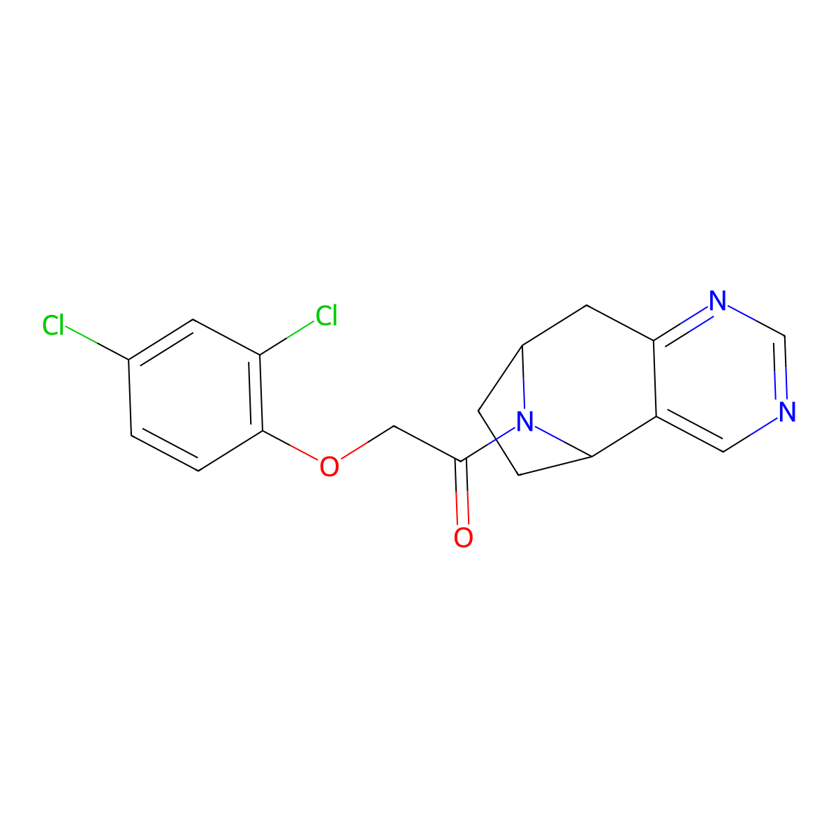 2-(2,4-dichlorophenoxy)-1-((5R,8S)-6,7,8,9-tetrahydro-5H-5,8-epiminocyclohepta[d]pyrimidin-10-yl)ethanone molecular structure, CAS 2058730-23-5