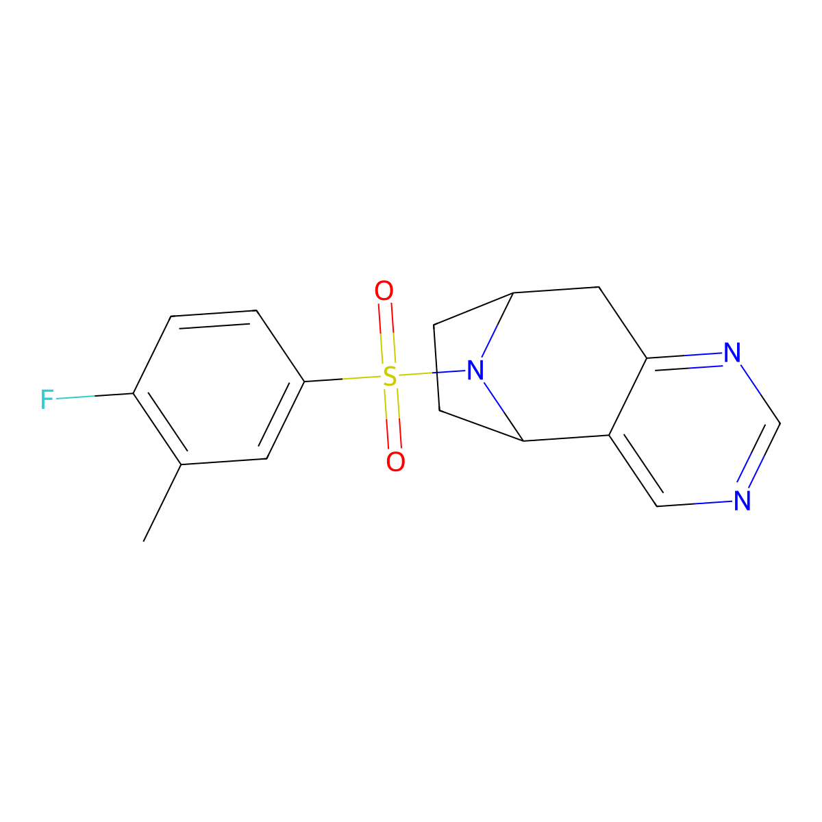 (5R,8S)-10-((4-fluoro-3-methylphenyl)sulfonyl)-6,7,8,9-tetrahydro-5H-5,8-epiminocyclohepta[d]pyrimidine molecular structure, CAS 2058730-99-5