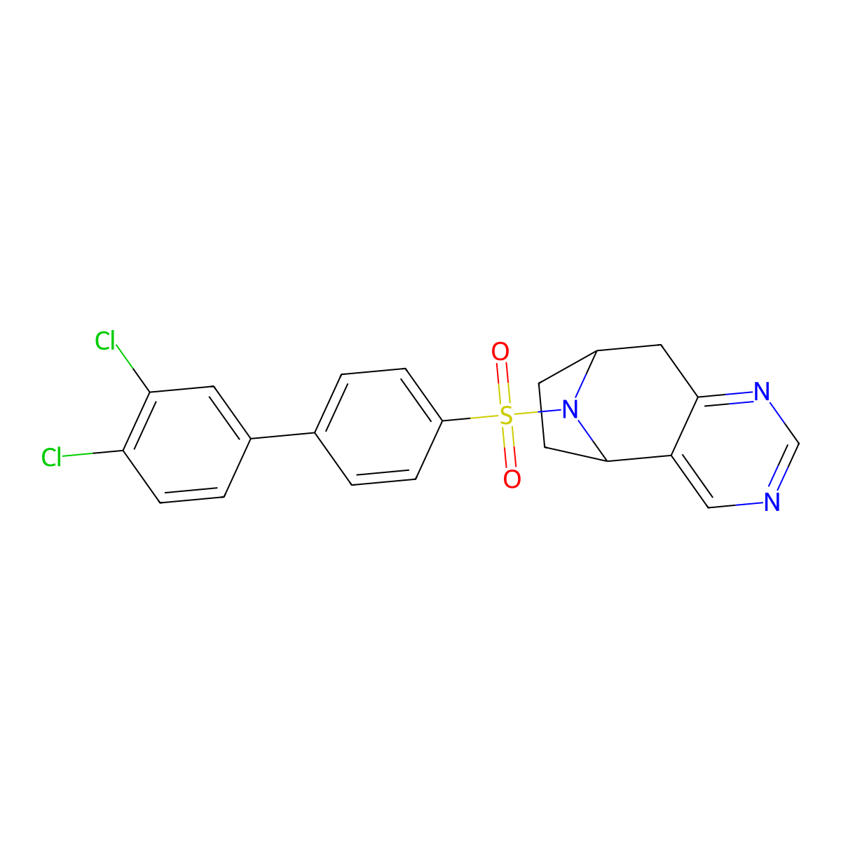 (5R,8S)-10-((3',4'-dichloro-[1,1'-biphenyl]-4-yl)sulfonyl)-6,7,8,9-tetrahydro-5H-5,8-epiminocyclohepta[d]pyrimidine molecular structure, CAS 2058731-21-6
