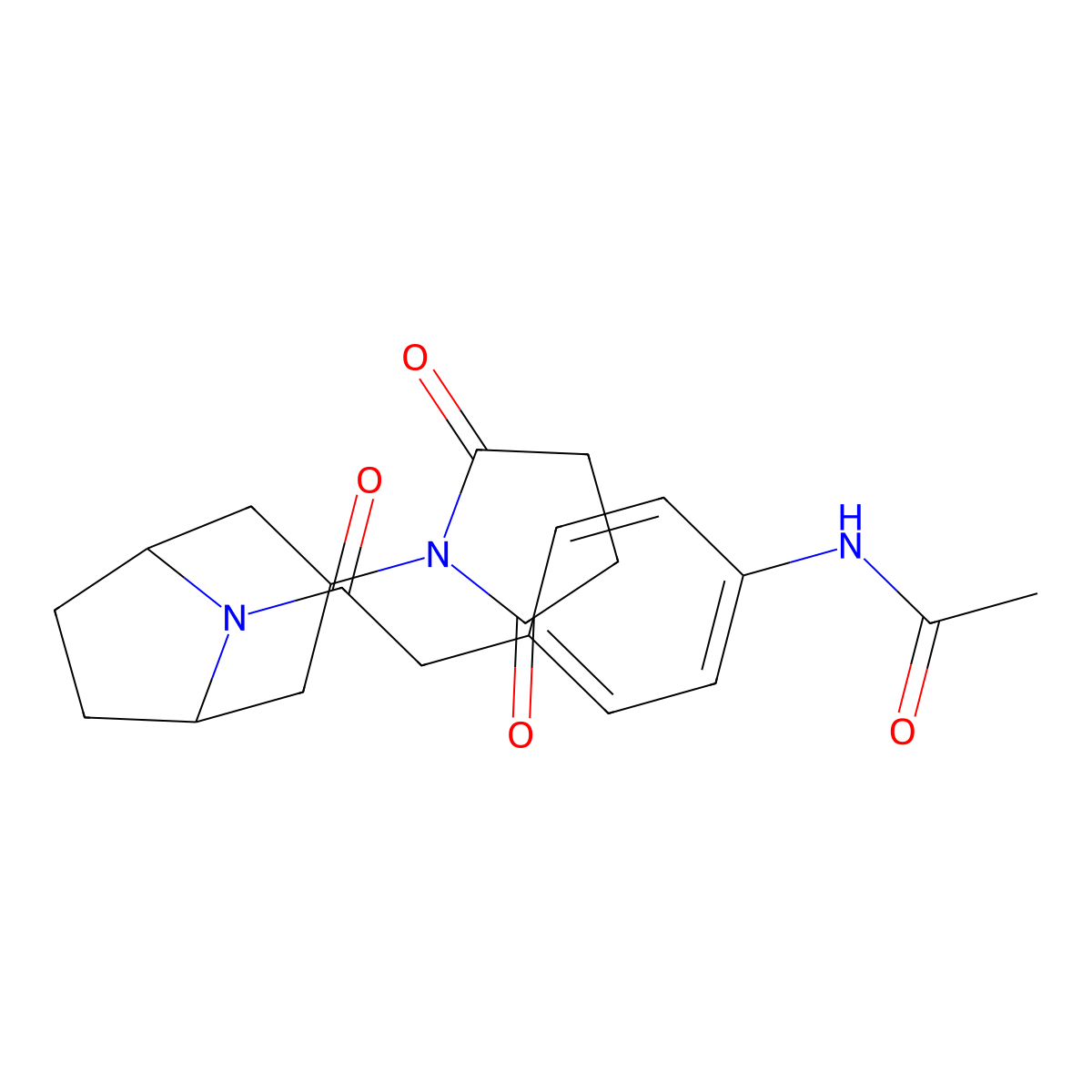 N-(4-(2-((1R,5S)-3-(2,5-dioxopyrrolidin-1-yl)-8-azabicyclo[3.2.1]octan-8-yl)-2-oxoethyl)phenyl)acetamide molecular structure, CAS 2058739-94-7