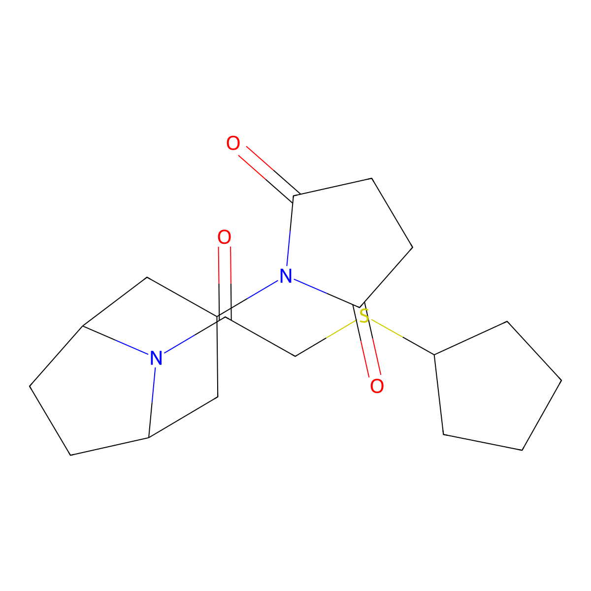 1-((1R,5S)-8-(2-(cyclopentylthio)acetyl)-8-azabicyclo[3.2.1]octan-3-yl)pyrrolidine-2,5-dione molecular structure, CAS 2058740-13-7