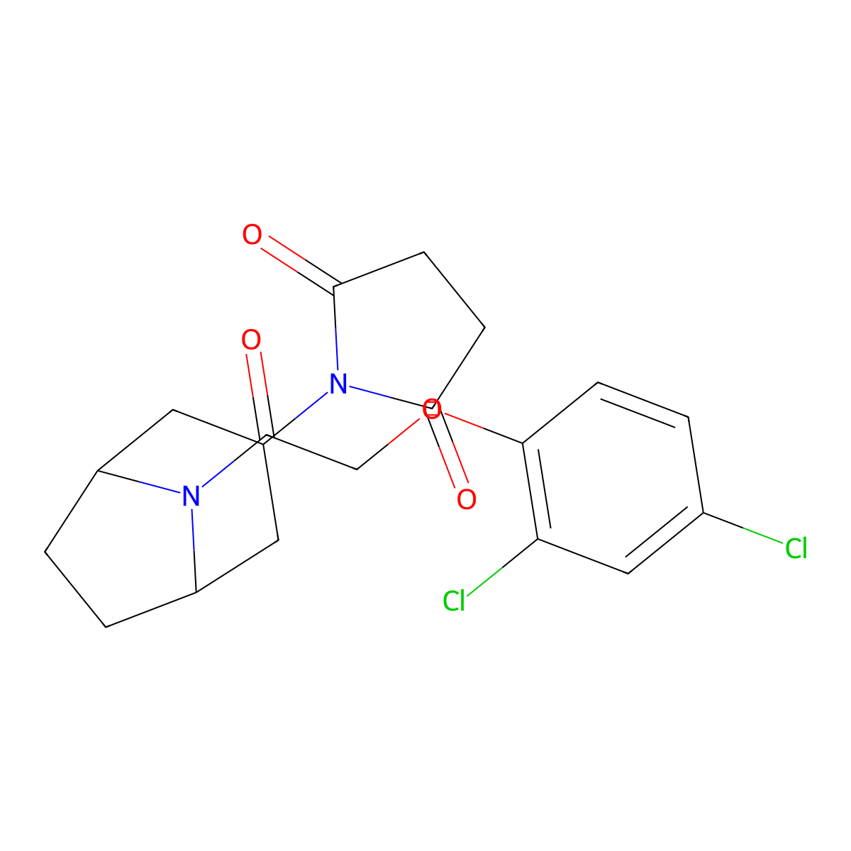 1-((1R,5S)-8-(2-(2,4-dichlorophenoxy)acetyl)-8-azabicyclo[3.2.1]octan-3-yl)pyrrolidine-2,5-dione molecular structure, CAS 2058740-68-2
