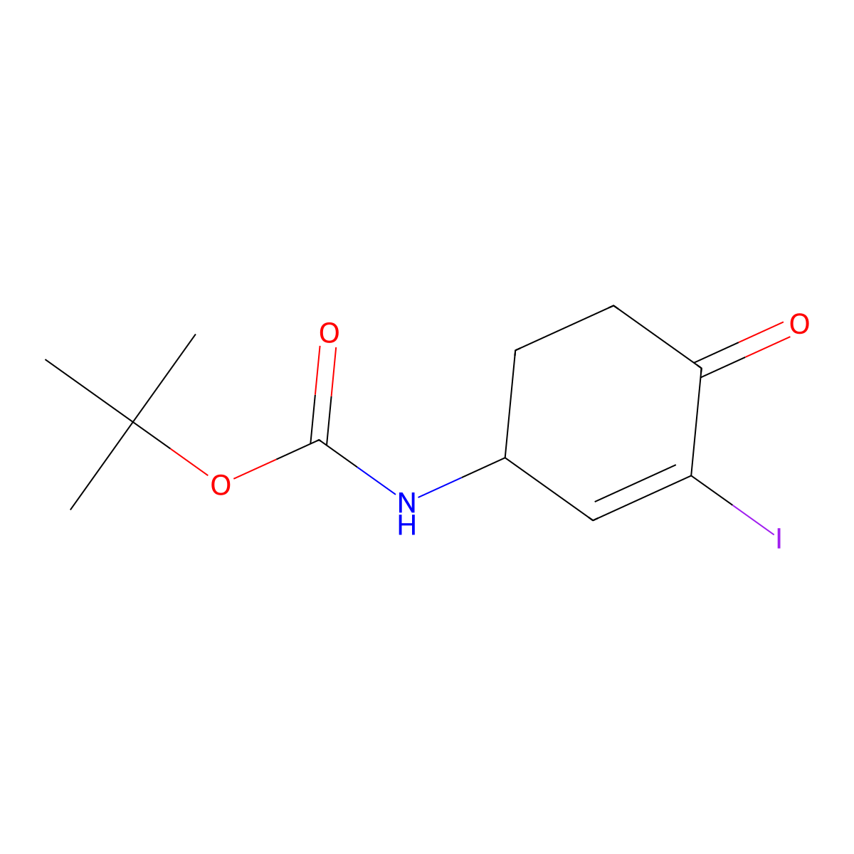 tert-butyl N-(3-iodo-4-oxocyclohex-2-en-1-yl)carbamate molecular structure, CAS 205877-96-9
