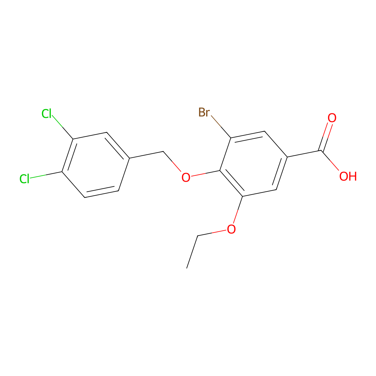 3-Bromo-4-[(3,4-dichlorobenzyl)oxy]-5-ethoxybenzoic acid molecular structure, CAS 2058796-18-0