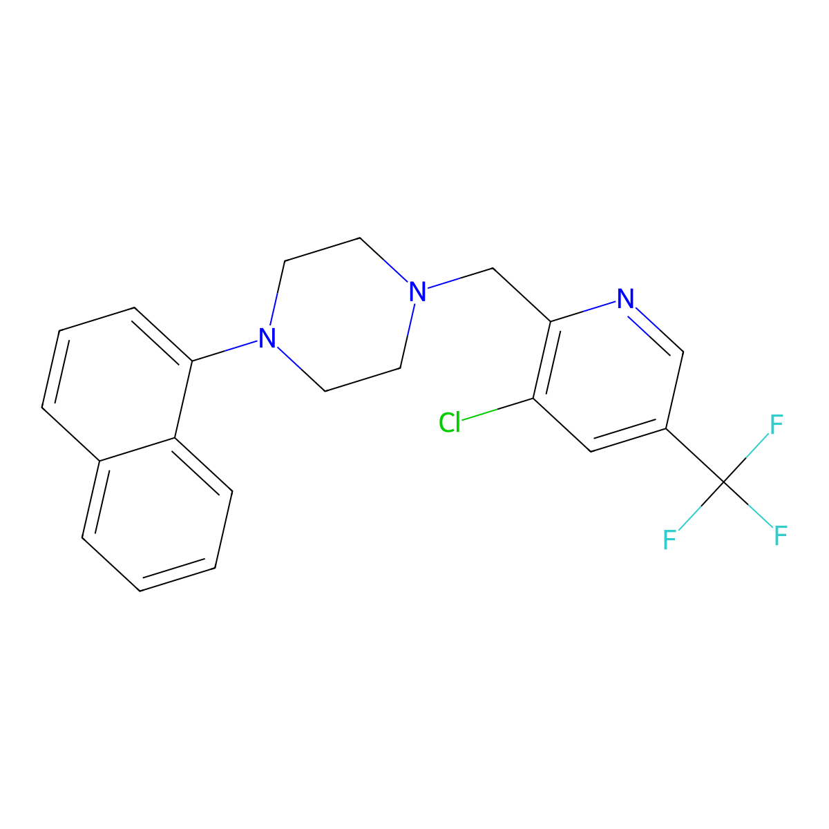 1-{[3-Chloro-5-(trifluoromethyl)-2-pyridinyl]methyl}-4-(1-naphthyl)piperazine molecular structure, CAS 2058811-86-0