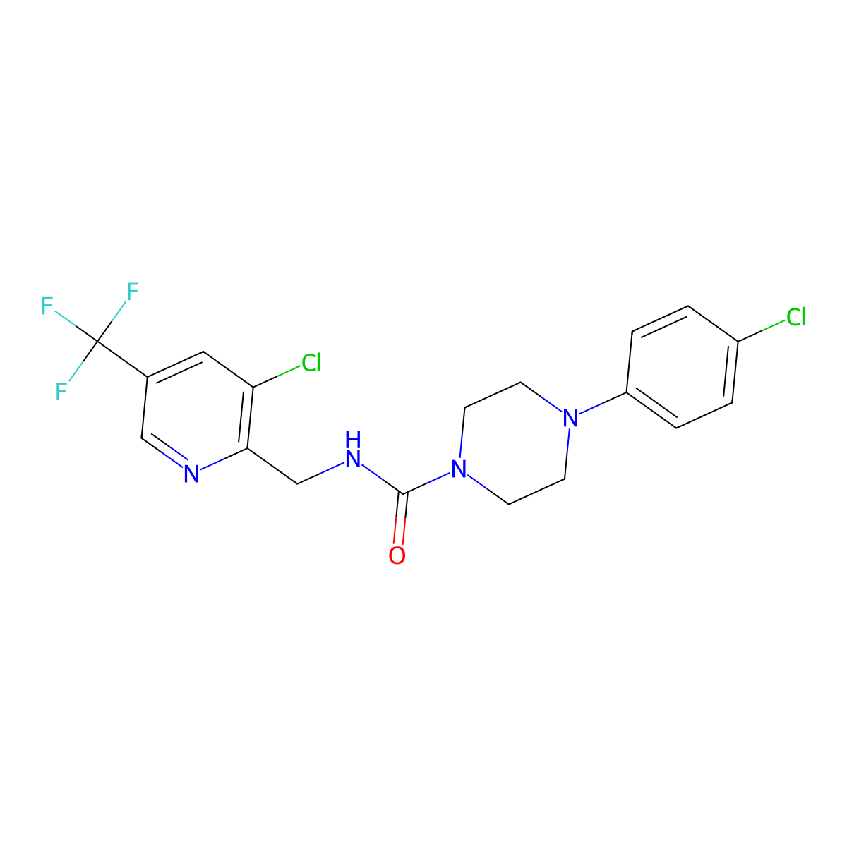 N-{[3-chloro-5-(trifluoromethyl)pyridin-2-yl]methyl}-4-(4-chlorophenyl)piperazine-1-carboxamide molecular structure, CAS 2058812-89-6
