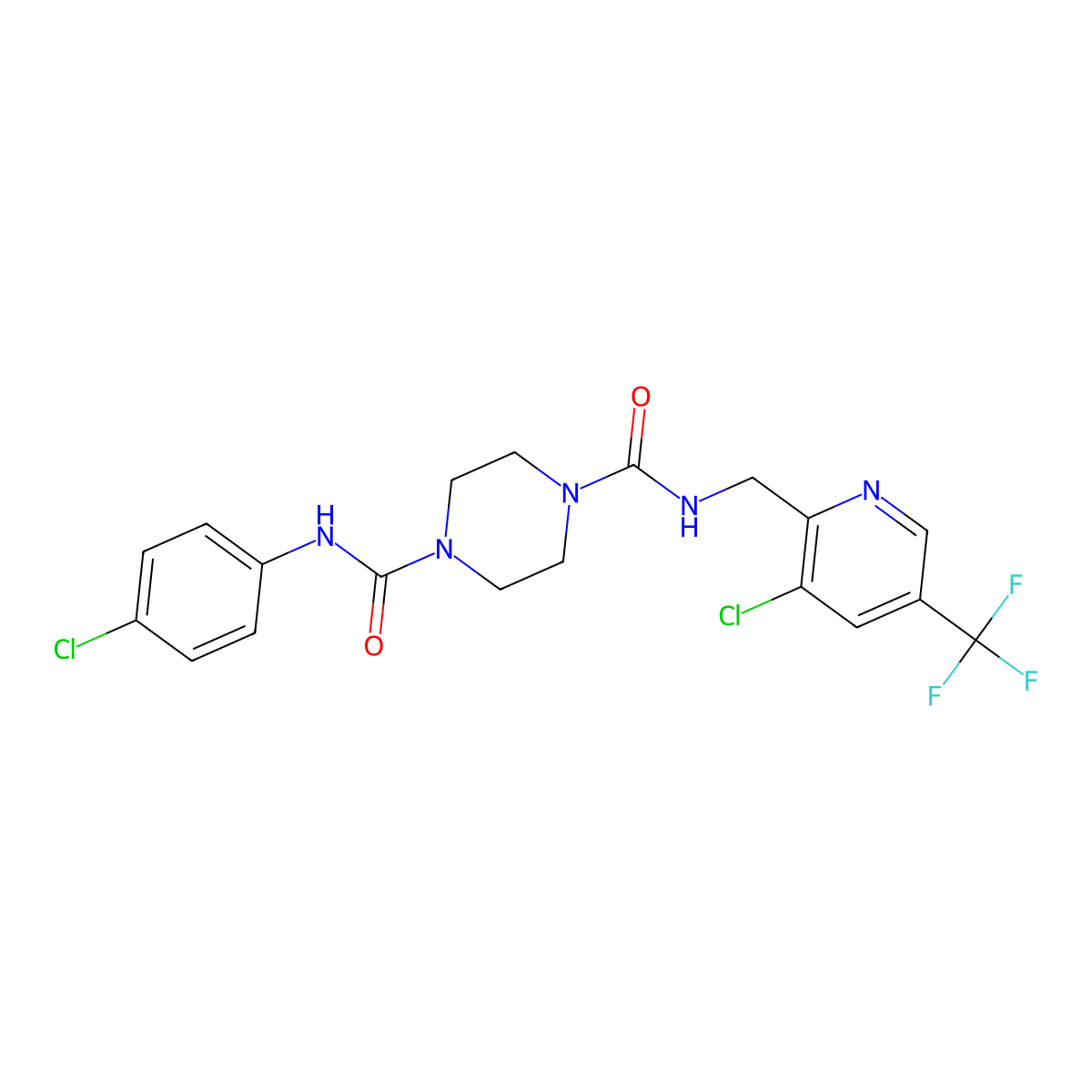 N1-{[3-chloro-5-(trifluoromethyl)pyridin-2-yl]methyl}-N4-(4-chlorophenyl)piperazine-1,4-dicarboxamide molecular structure, CAS 2058812-96-5