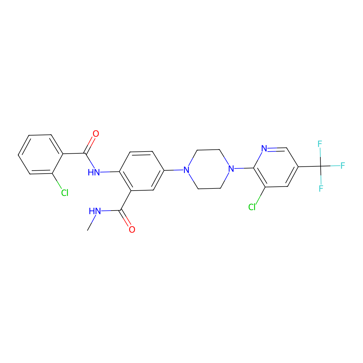 2-[(2-chlorobenzoyl)amino]-5-{4-[3-chloro-5-(trifluoromethyl)-2-pyridinyl]piperazino}-N-methylbenzenecarboxamide molecular structure, CAS 2058813-27-5