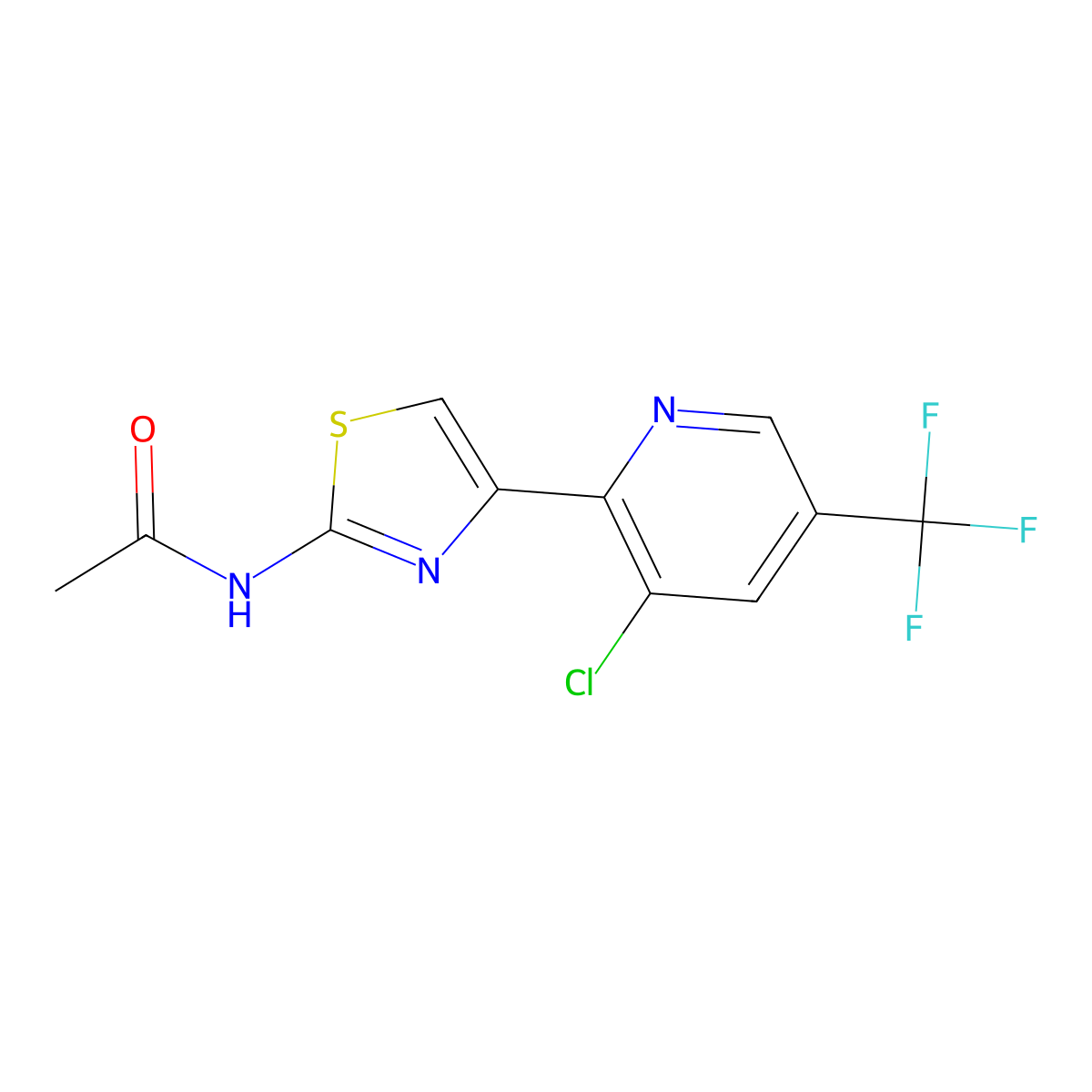 N-{4-[3-chloro-5-(trifluoromethyl)pyridin-2-yl]-1,3-thiazol-2-yl}acetamide molecular structure, CAS 2058813-42-4