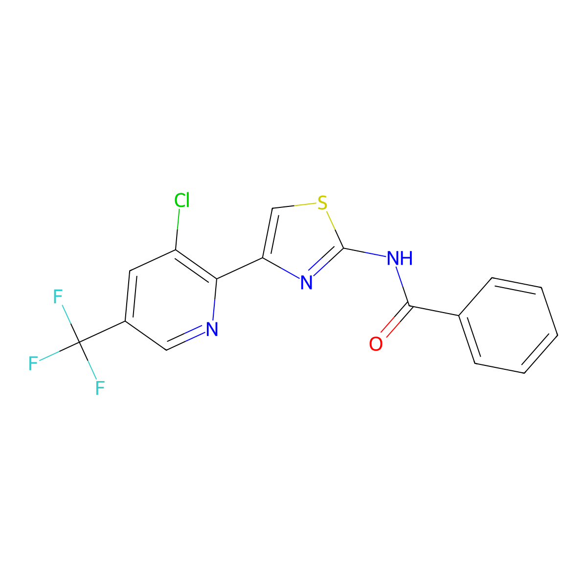 N-{4-[3-chloro-5-(trifluoromethyl)pyridin-2-yl]-1,3-thiazol-2-yl}benzamide molecular structure, CAS 2058813-47-9