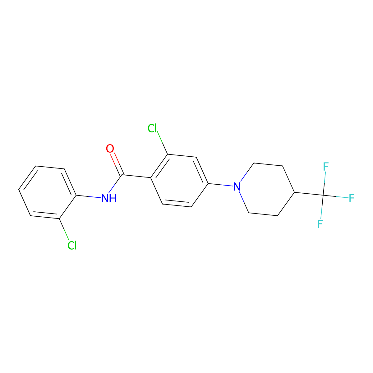 2-chloro-N-(2-chlorophenyl)-4-[4-(trifluoromethyl)piperidin-1-yl]benzamide molecular structure, CAS 2058814-15-4
