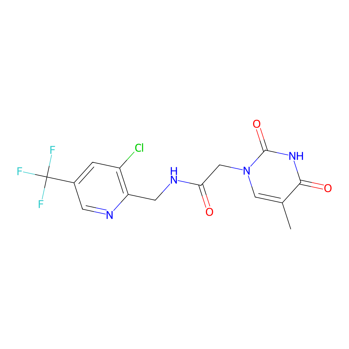 N-{[3-chloro-5-(trifluoromethyl)pyridin-2-yl]methyl}-2-(5-methyl-2,4-dioxo-1,2,3,4-tetrahydropyrimidin-1-yl)acetamide molecular structure, CAS 2058814-84-7