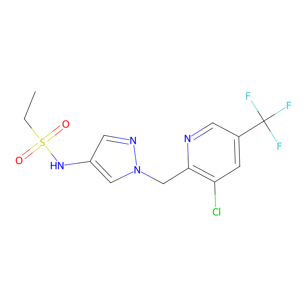 N-(1-{[3-chloro-5-(trifluoromethyl)-2-pyridinyl]methyl}-1H-pyrazol-4-yl)-1-ethanesulfonamide molecular structure, CAS 2058815-02-2