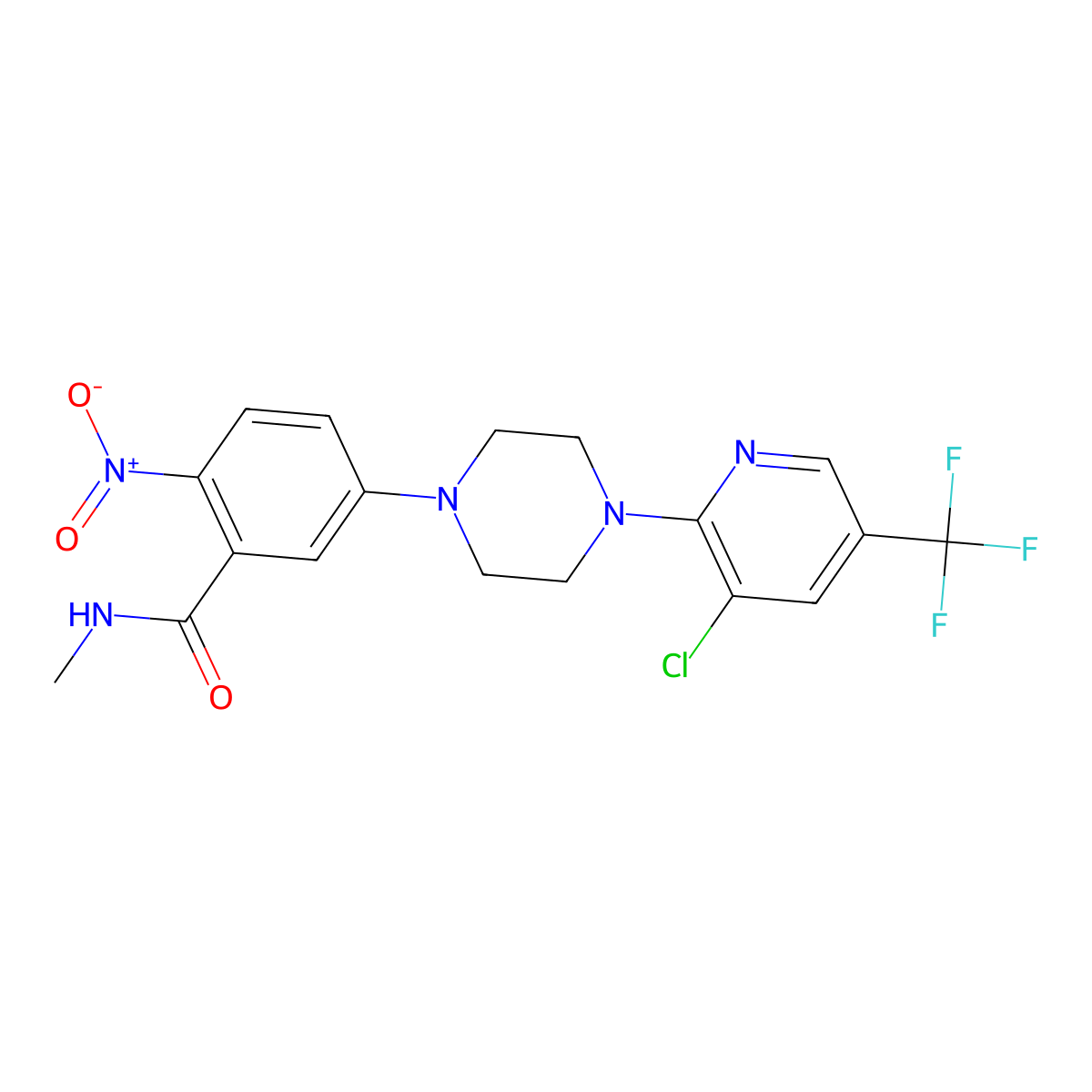 5-{4-[3-chloro-5-(trifluoromethyl)pyridin-2-yl]piperazin-1-yl}-N-methyl-2-nitrobenzamide molecular structure, CAS 2058815-26-0
