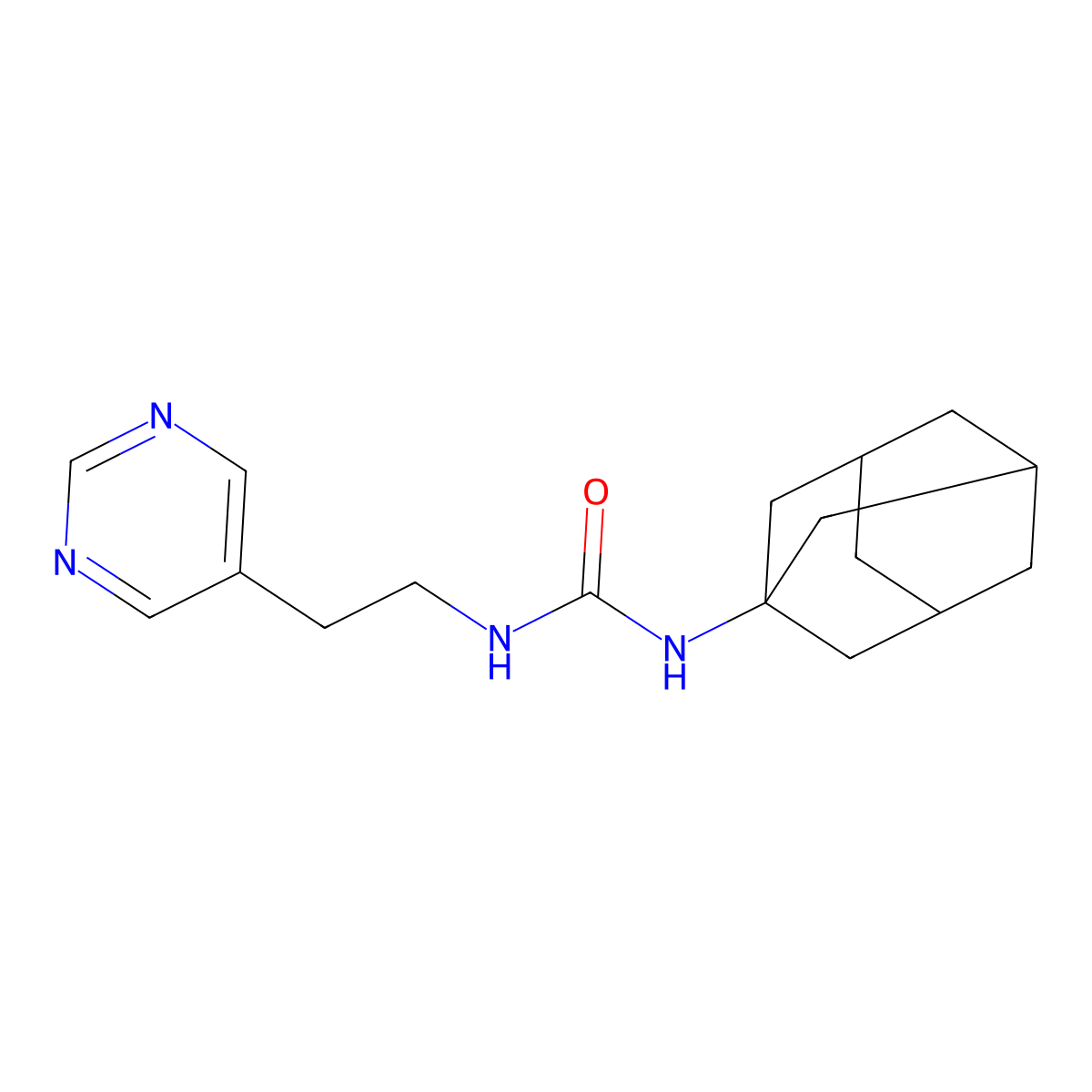1-((1R,3s)-adamantan-1-yl)-3-(2-(pyrimidin-5-yl)ethyl)urea molecular structure, CAS 2058820-23-6
