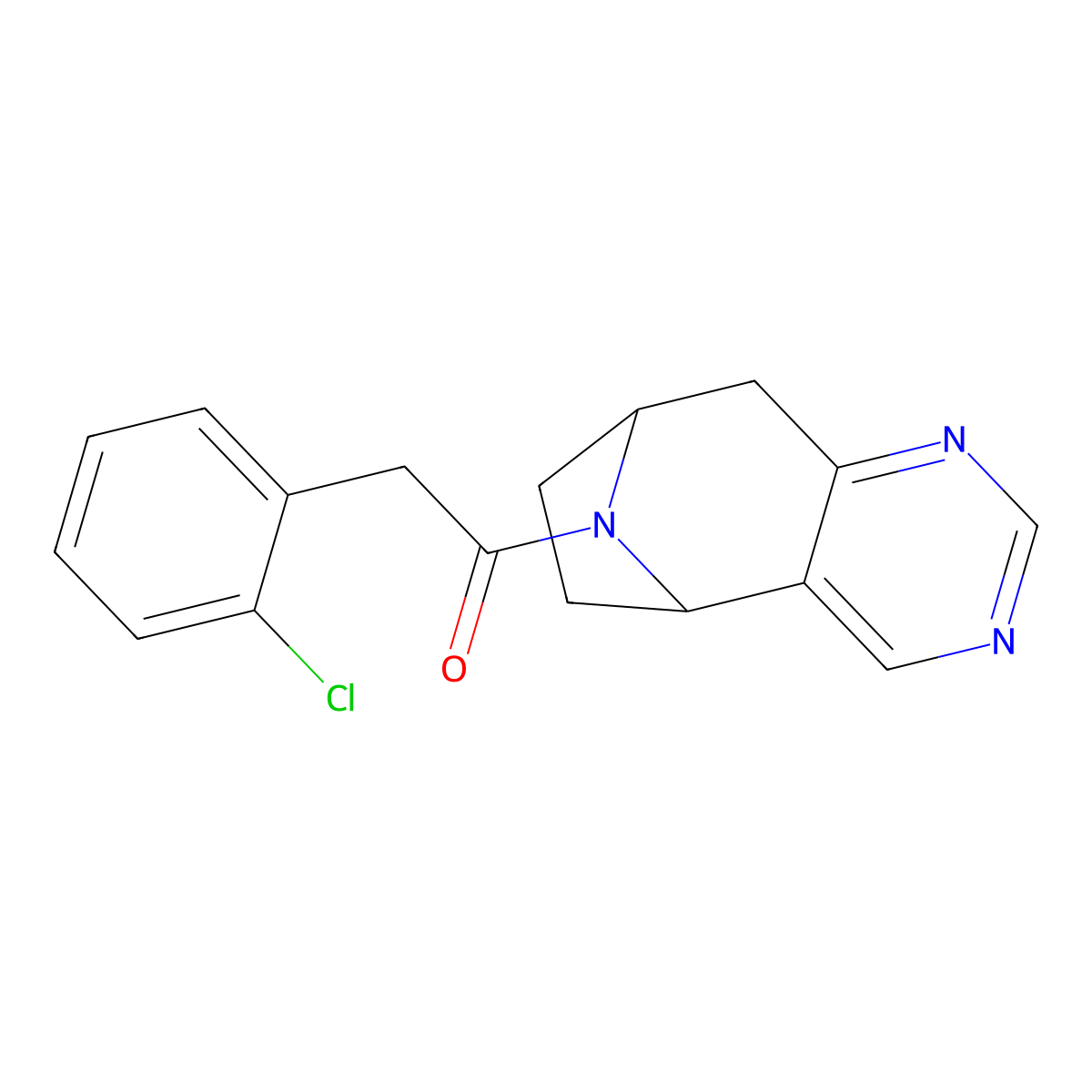 2-(2-chlorophenyl)-1-((5R,8S)-6,7,8,9-tetrahydro-5H-5,8-epiminocyclohepta[d]pyrimidin-10-yl)ethanone molecular structure, CAS 2058872-83-4