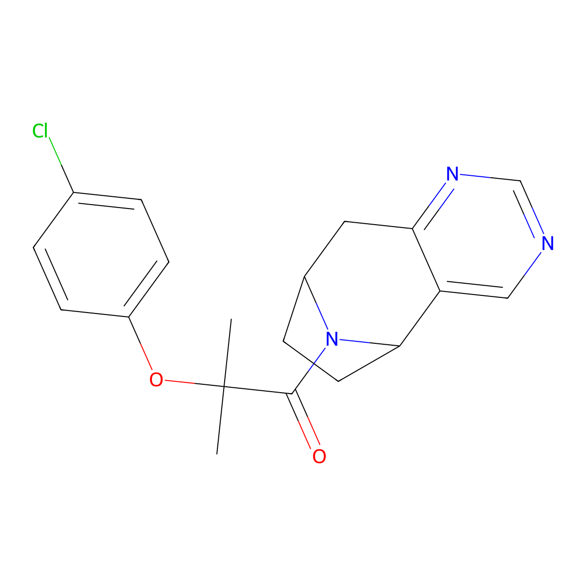 2-(4-chlorophenoxy)-2-methyl-1-((5R,8S)-6,7,8,9-tetrahydro-5H-5,8-epiminocyclohepta[d]pyrimidin-10-yl)propan-1-one molecular structure, CAS 2058873-06-4