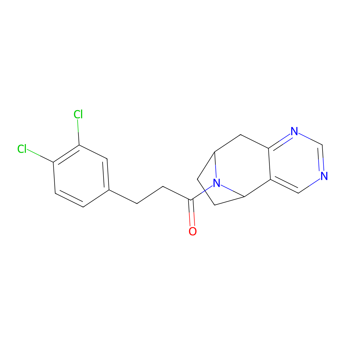 3-(3,4-dichlorophenyl)-1-((5R,8S)-6,7,8,9-tetrahydro-5H-5,8-epiminocyclohepta[d]pyrimidin-10-yl)propan-1-one molecular structure, CAS 2058873-21-3