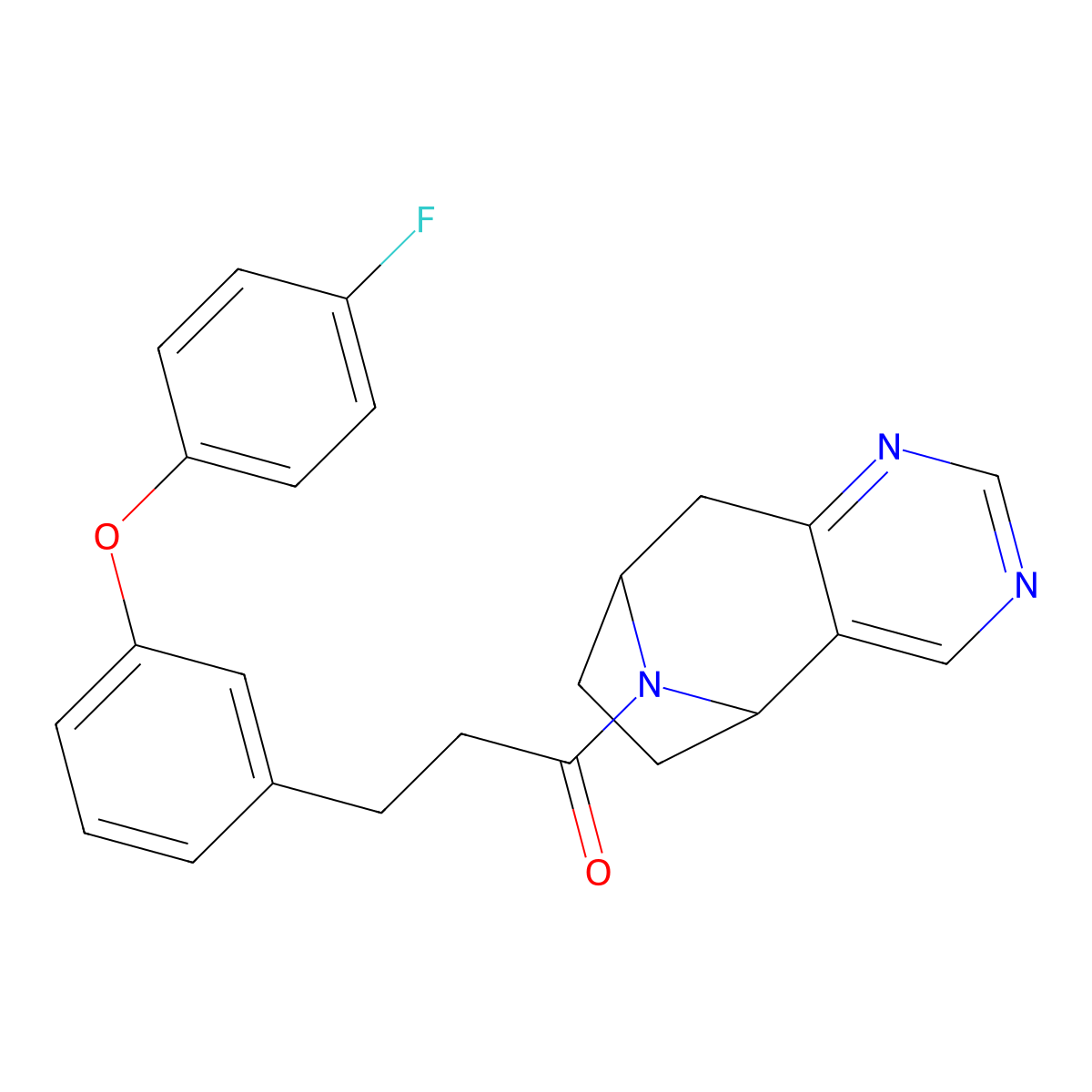 3-(3-(4-fluorophenoxy)phenyl)-1-((5R,8S)-6,7,8,9-tetrahydro-5H-5,8-epiminocyclohepta[d]pyrimidin-10-yl)propan-1-one molecular structure, CAS 2058873-42-8