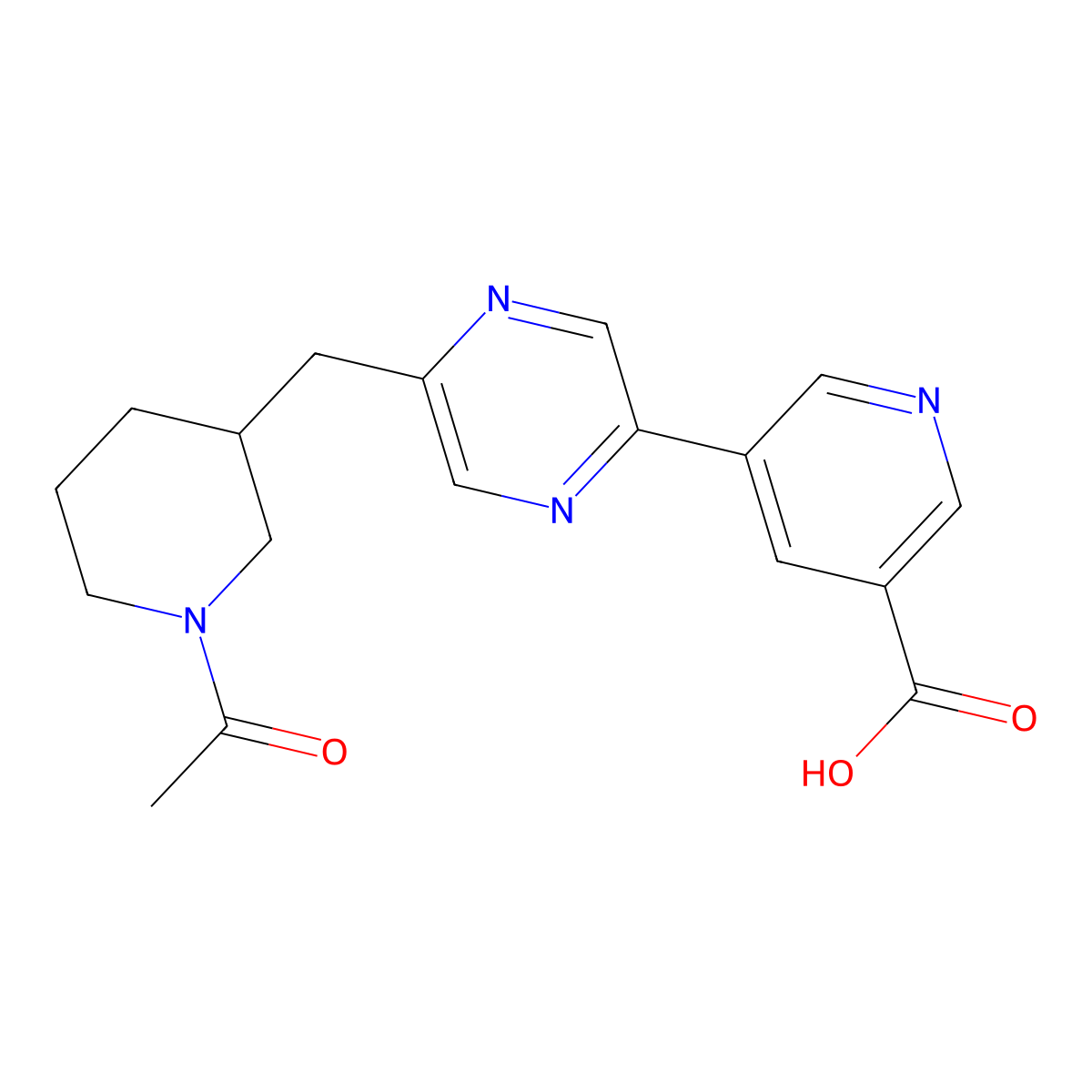 5-(5-((1-Acetylpiperidin-3-yl)methyl)pyrazin-2-yl)nicotinic acid molecular structure, CAS 2058902-05-7