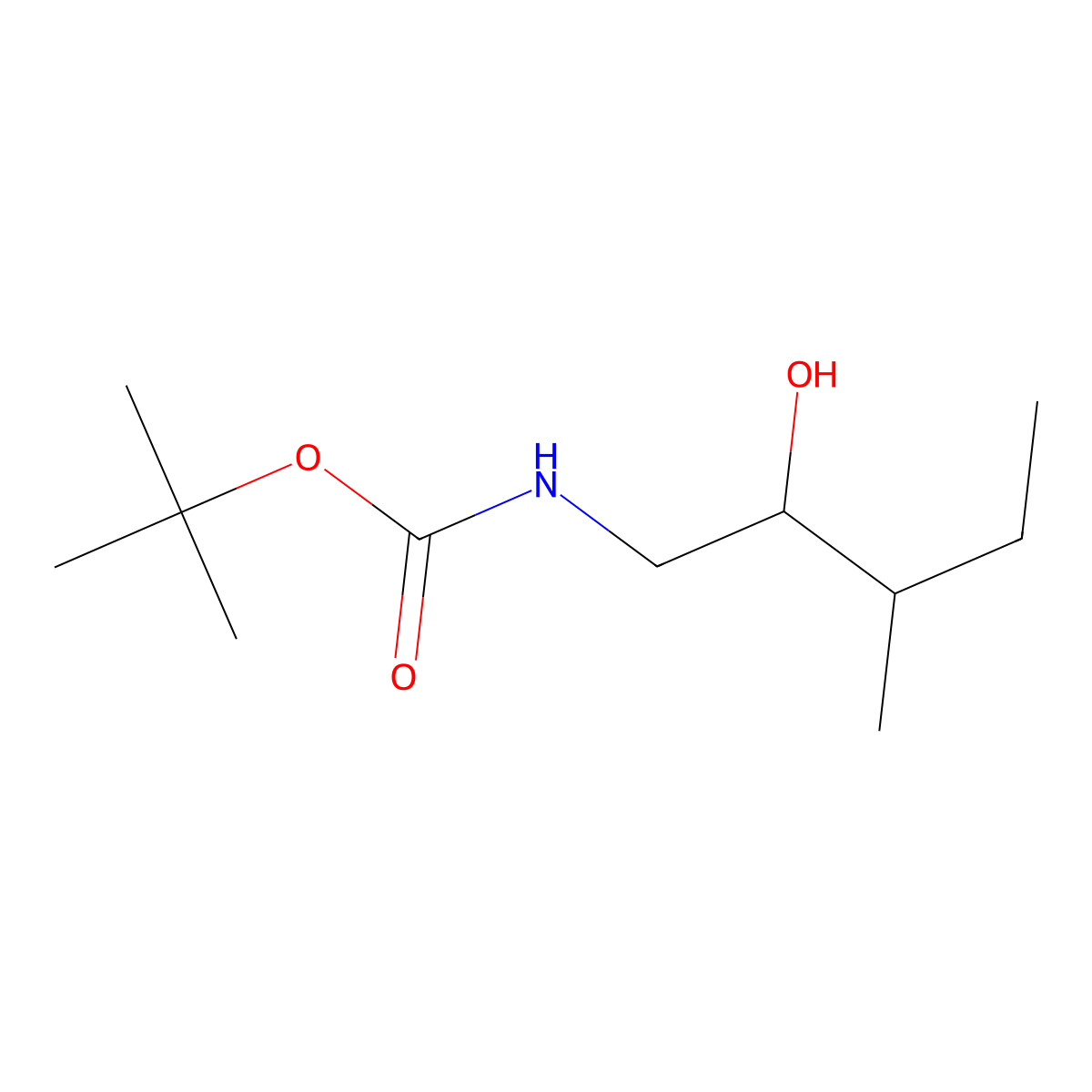 tert-butyl N-(2-hydroxy-3-methylpentyl)carbamate molecular structure, CAS 2058947-01-4