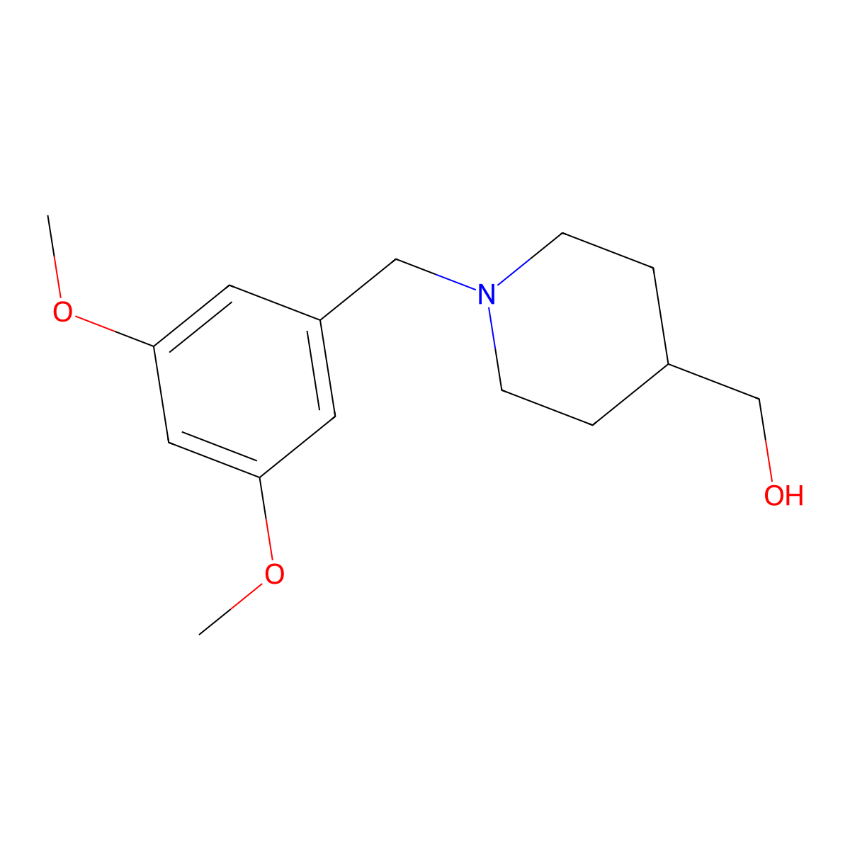 {1-[(3,5-Dimethoxyphenyl)methyl]piperidin-4-yl}methanol molecular structure, CAS 2058947-16-1